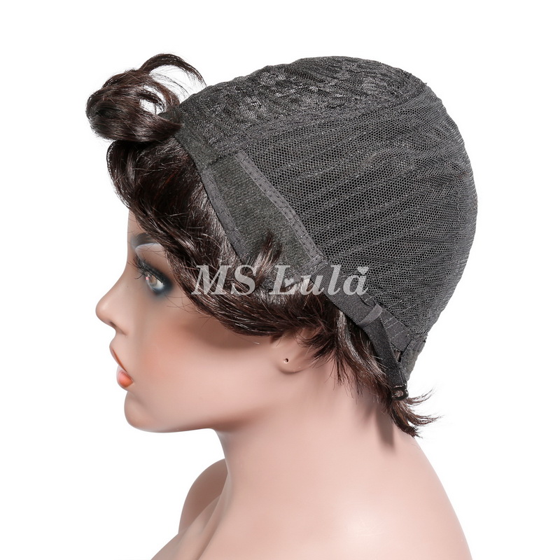 Natural Color Pixie Cut Human Hair Wig Machine-made Wig for Women - 图片 14